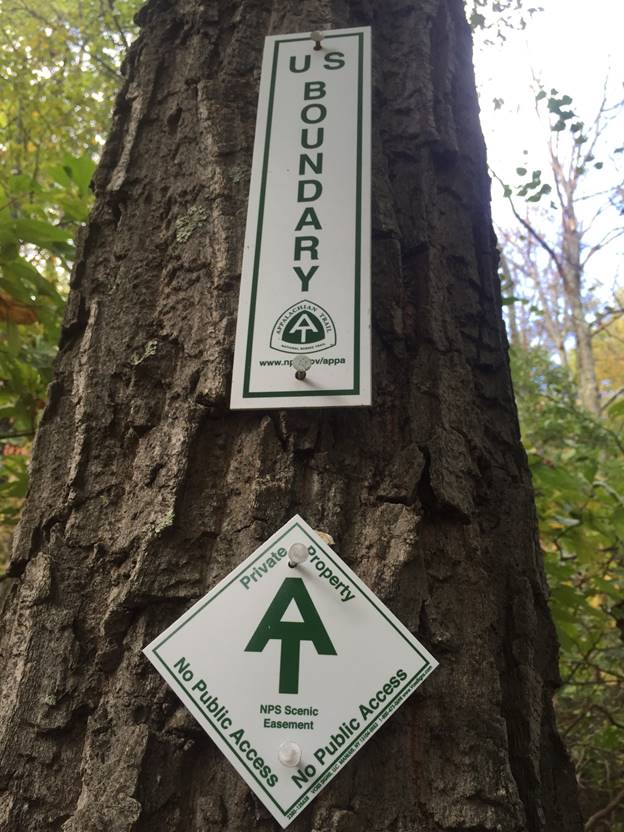 ALCS has been managing land on both sides of the Appalachian Trail, and therefore addressing a lot of public-private land use issues. The sign on top was the 