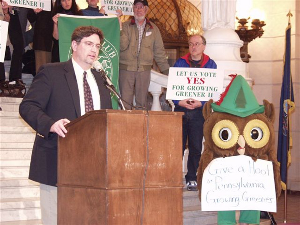 Josh First speaking at Growing Greener II rally on January 25, 2005 at the Pennsylvania State Capitol